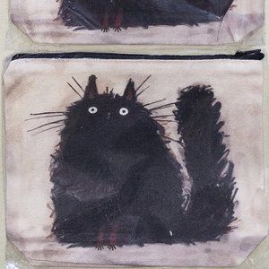 Black Noir Kitty Neko Cat canvas pencil case makeup bag